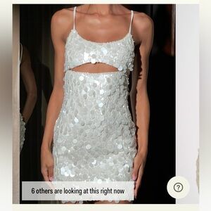 MESHKI Xanthe Transparent Sequin Cut Out mini dress- Ivory